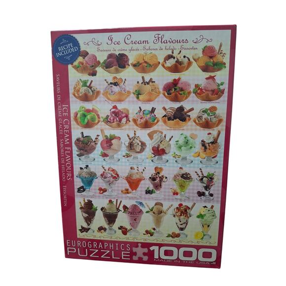 Eurographics Puzzle Ice Cream Flavours 1000 Piece Jigsaw Puzzle w Recipe - Picture 1 of 5